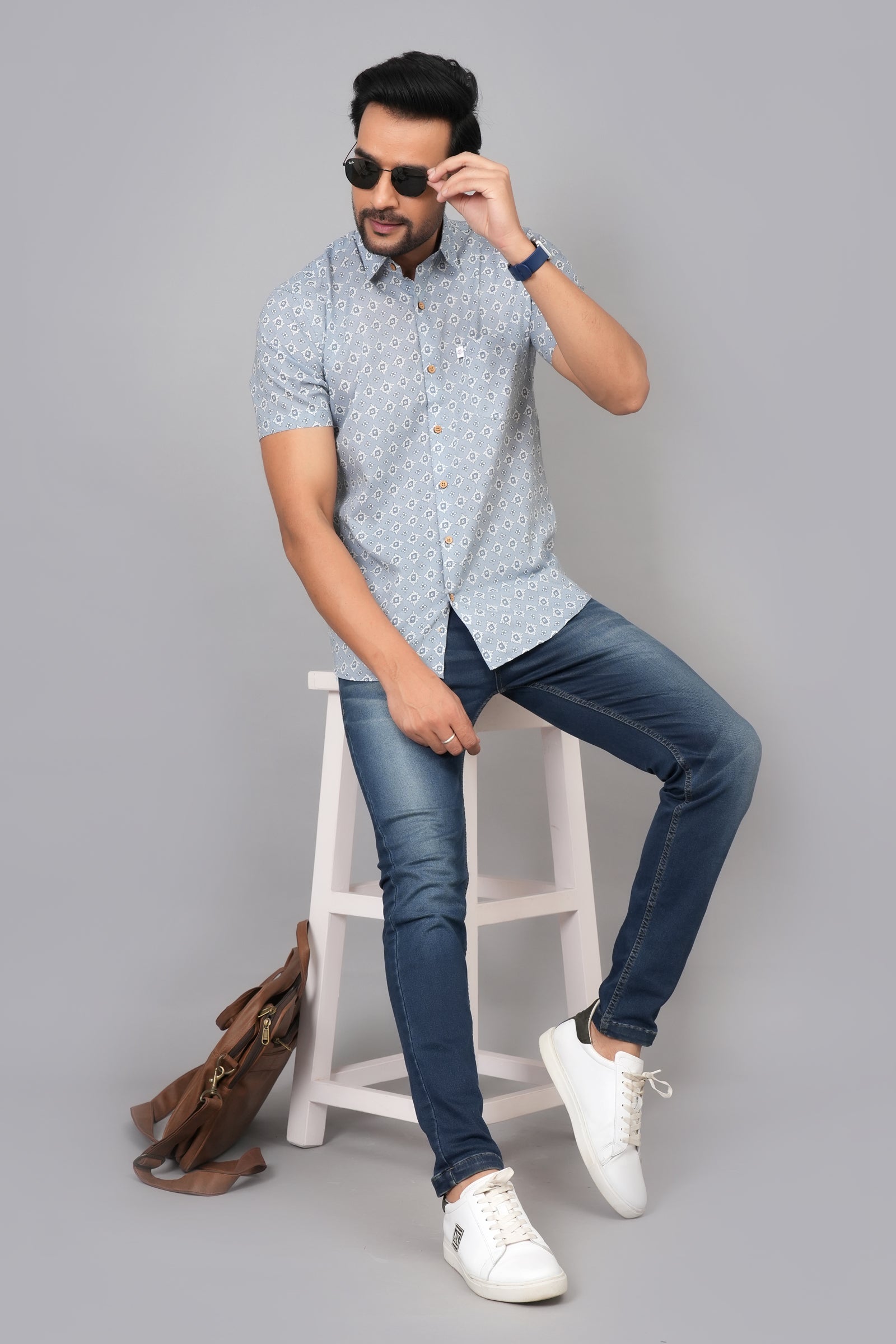 Men by House of Gulab Short Sleeves Cotton Shirt