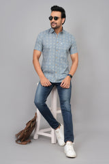 Men by House of Gulab Short Sleeves Cotton Shirt