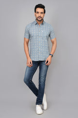 Men by House of Gulab Short Sleeves Cotton Shirt