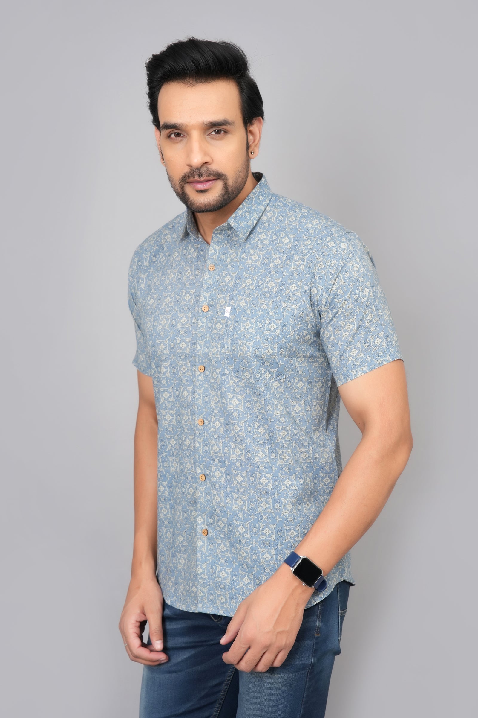 Men by House of Gulab Short Sleeves Cotton Shirt