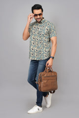 Men by House of Gulab Short Sleeves Cotton Shirt