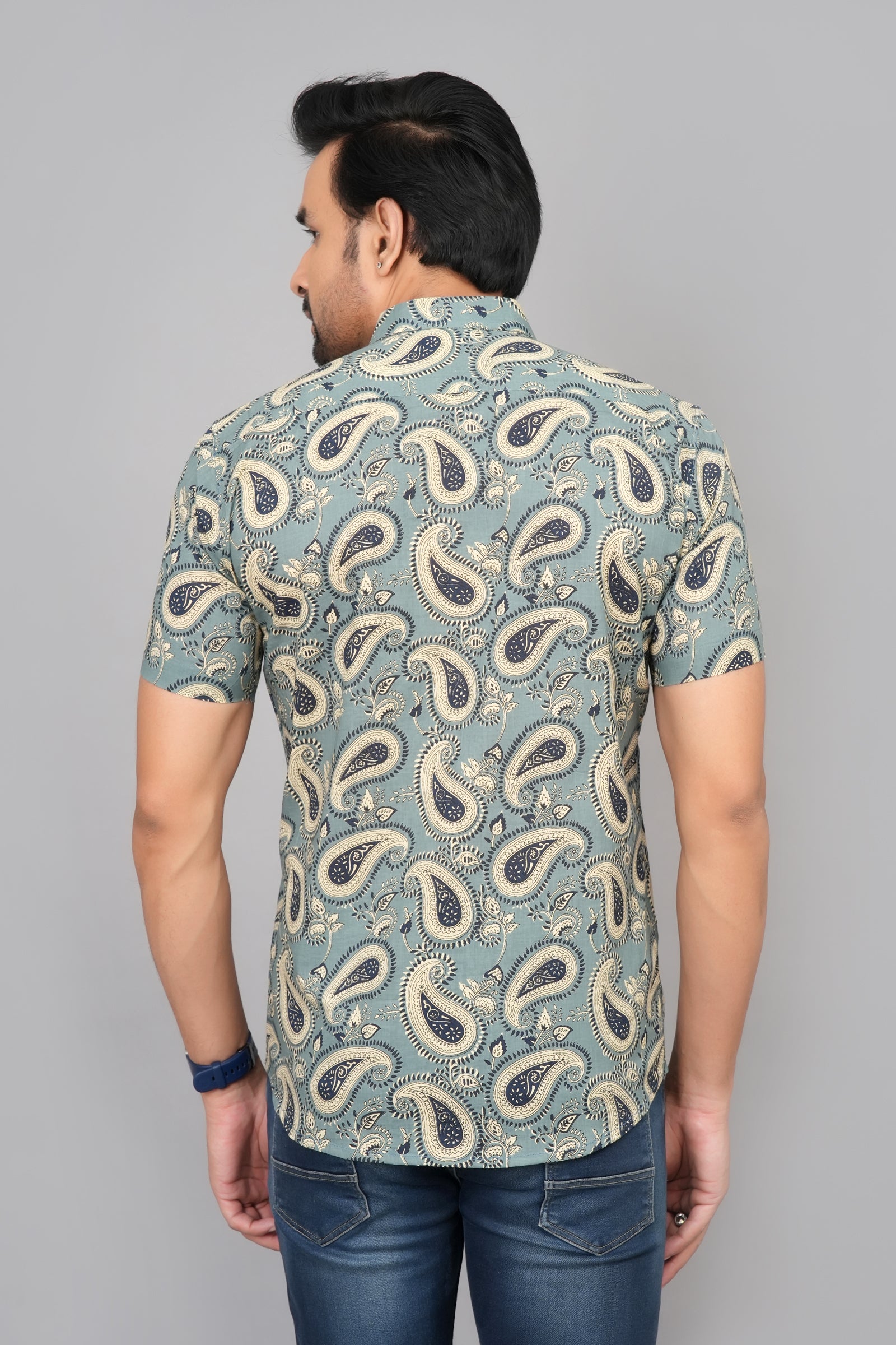 Men by House of Gulab Short Sleeves Cotton Shirt