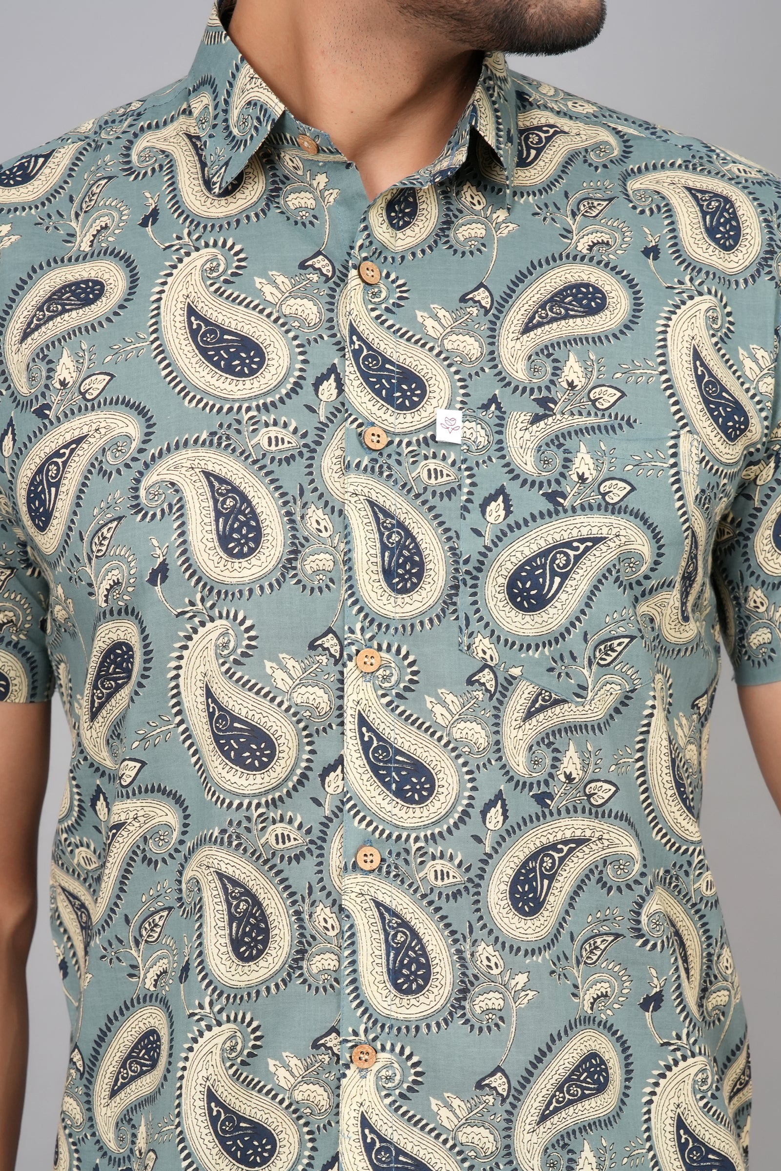 Men by House of Gulab Short Sleeves Cotton Shirt