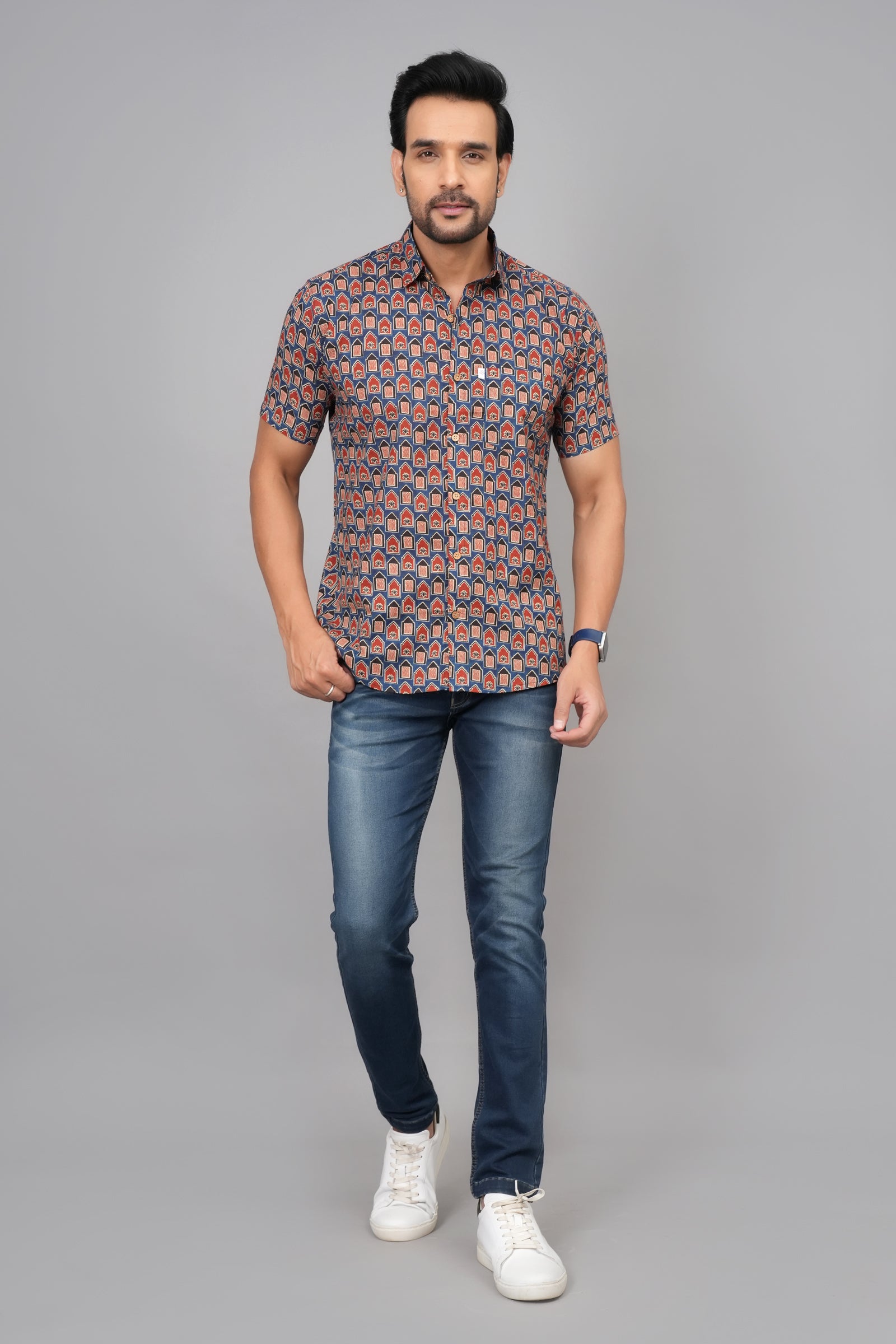 Men by House of Gulab Short Sleeves Cotton Shirt