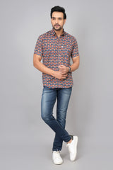 Men by House of Gulab Short Sleeves Cotton Shirt