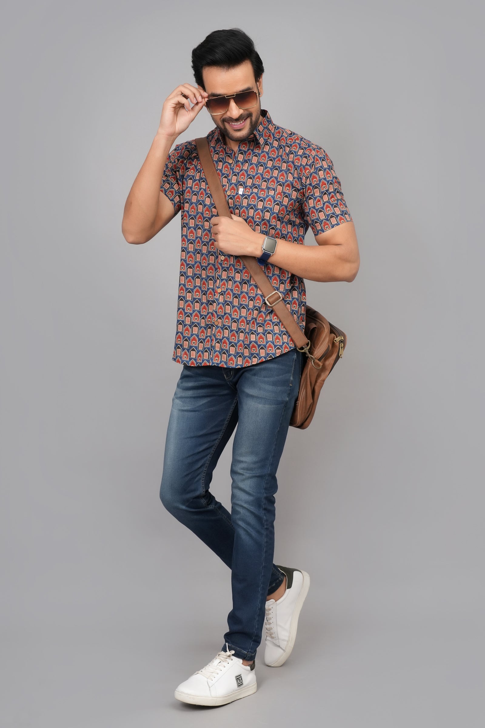 Men by House of Gulab Short Sleeves Cotton Shirt