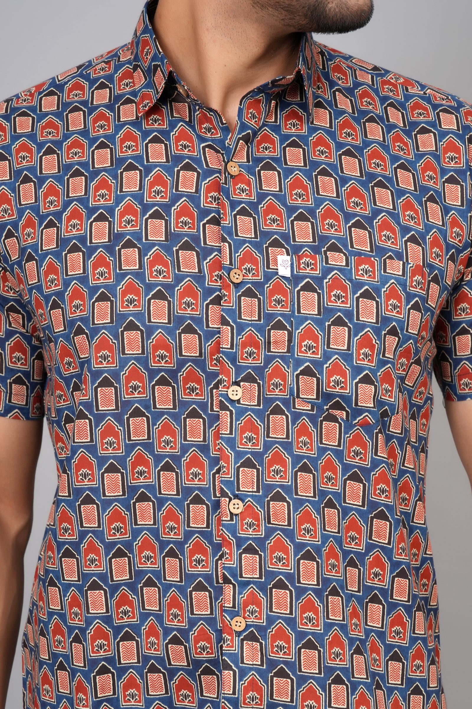 Men by House of Gulab Short Sleeves Cotton Shirt