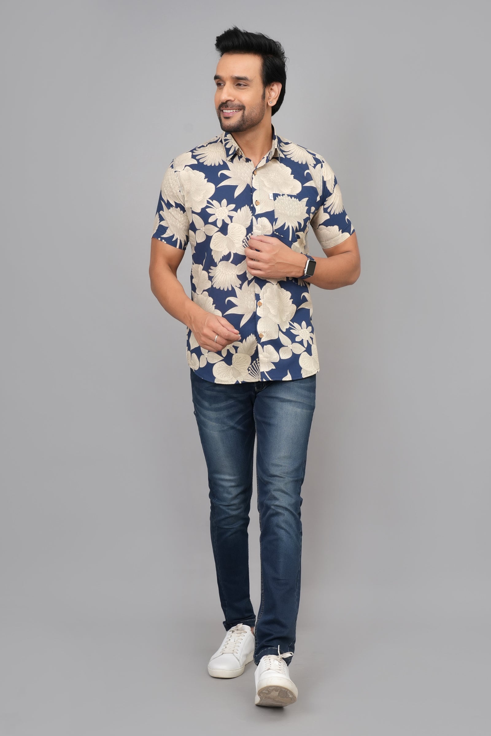Men by House of Gulab Short Sleeves Cotton Shirt