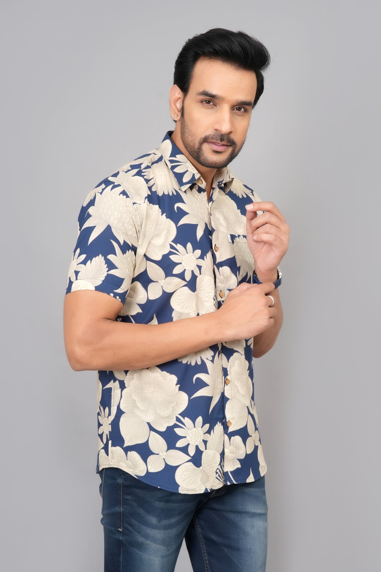 Men by House of Gulab Short Sleeves Cotton Shirt