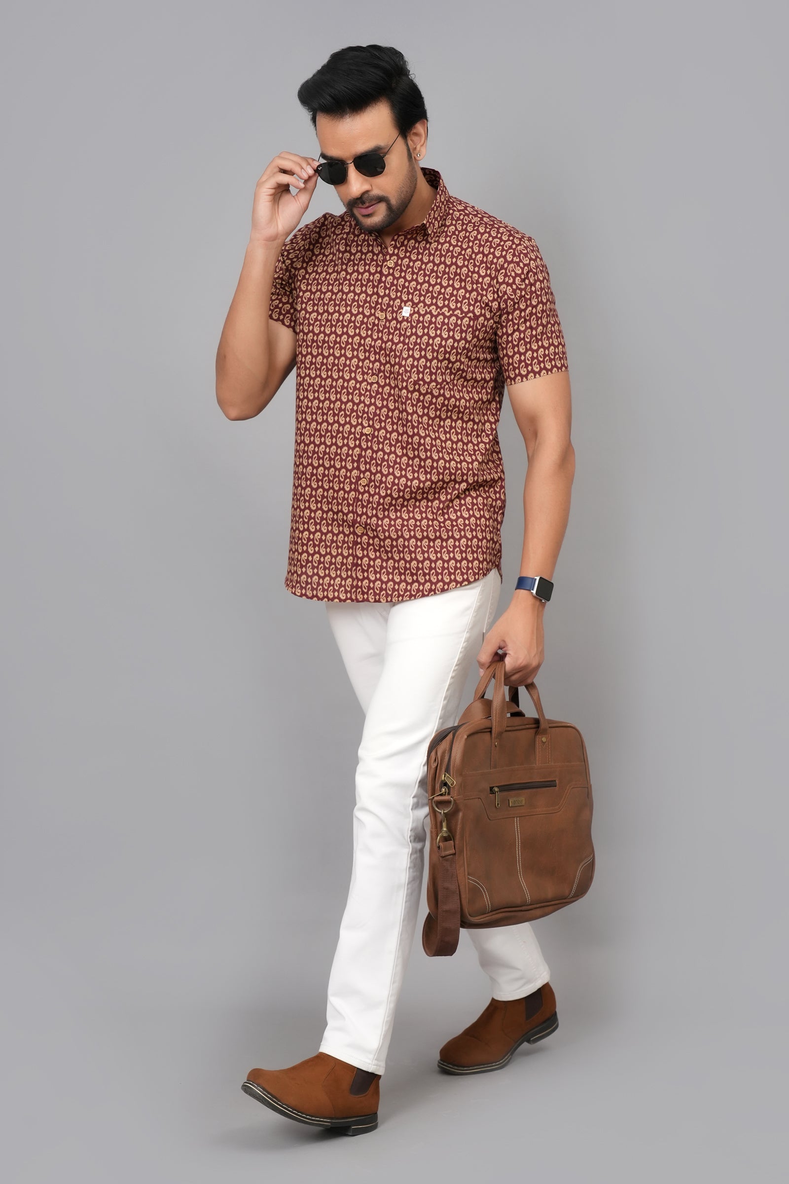 Men by House of Gulab Short Sleeves Cotton Shirt