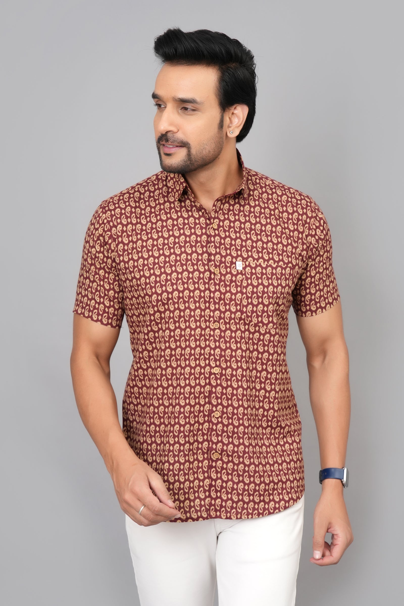 Men by House of Gulab Short Sleeves Cotton Shirt