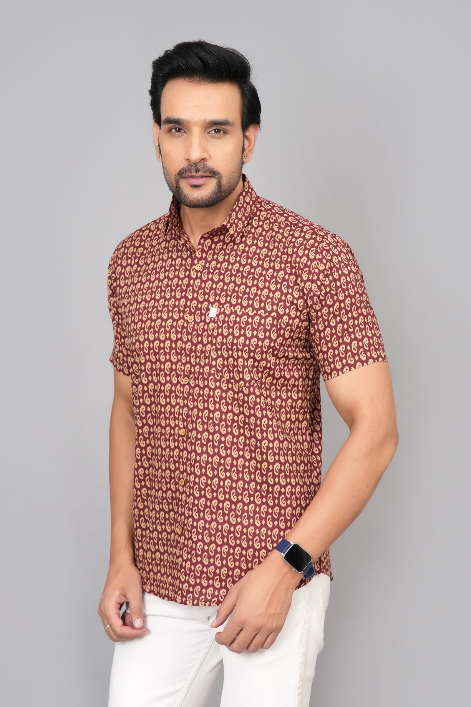 Men by House of Gulab Short Sleeves Cotton Shirt