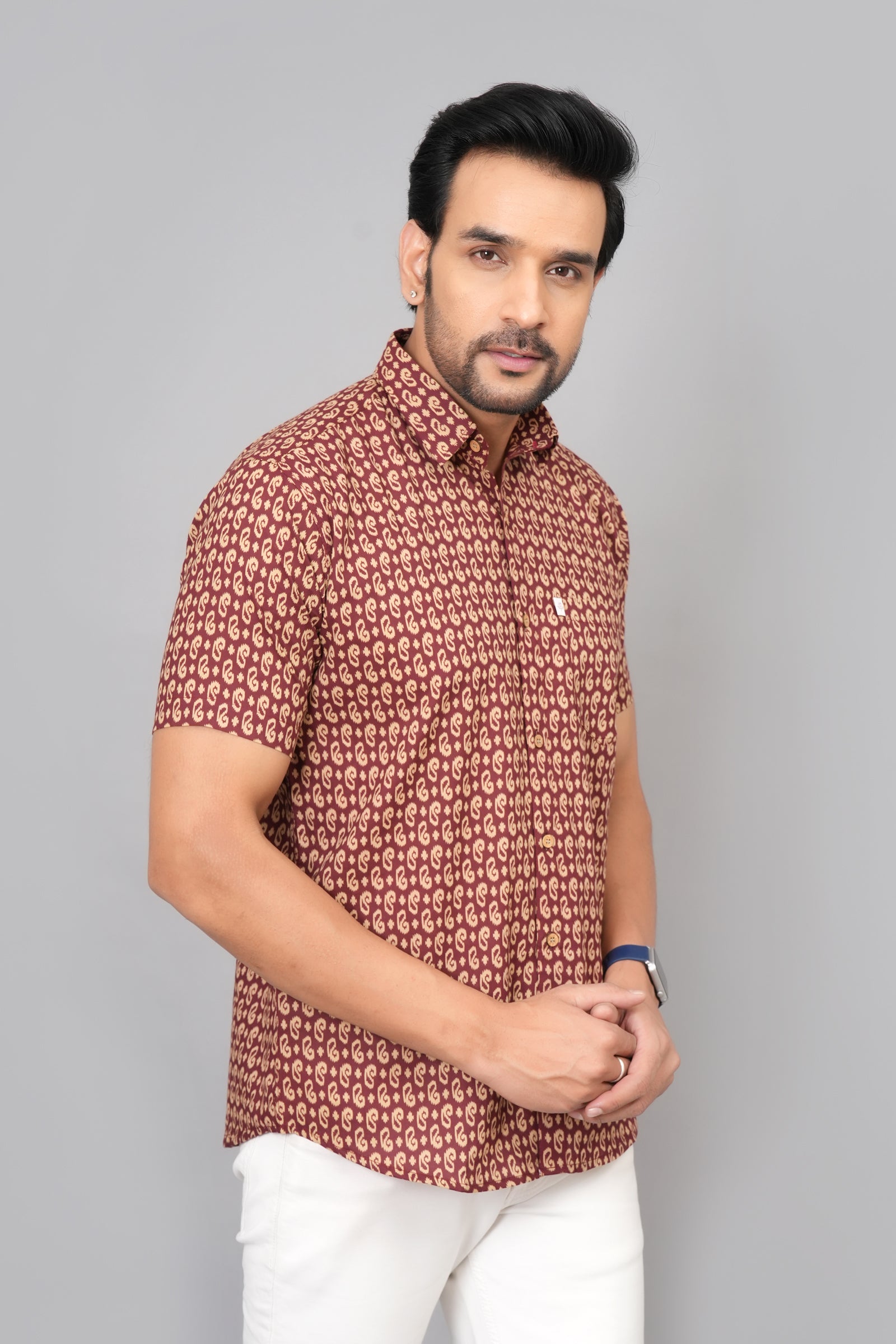 Men by House of Gulab Short Sleeves Cotton Shirt