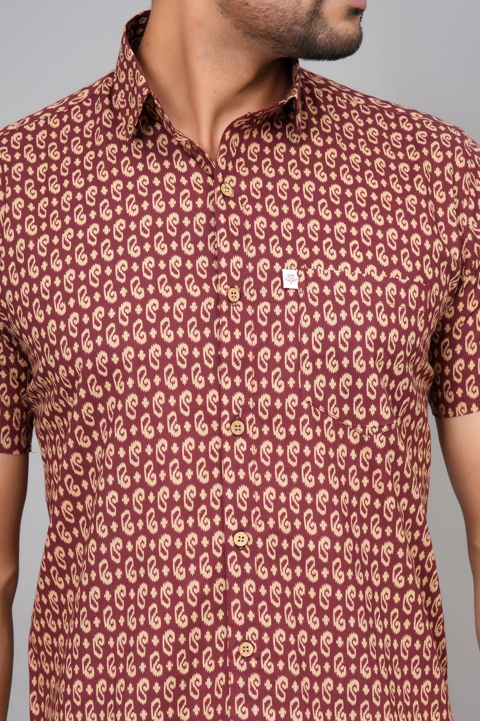 Men by House of Gulab Short Sleeves Cotton Shirt