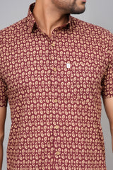 Men by House of Gulab Short Sleeves Cotton Shirt