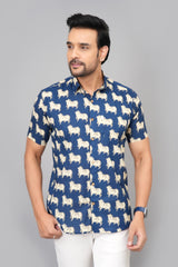 Men by House of Gulab Short Sleeves Cotton Shirt