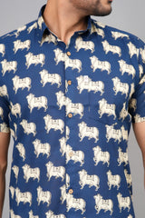 Men by House of Gulab Short Sleeves Cotton Shirt