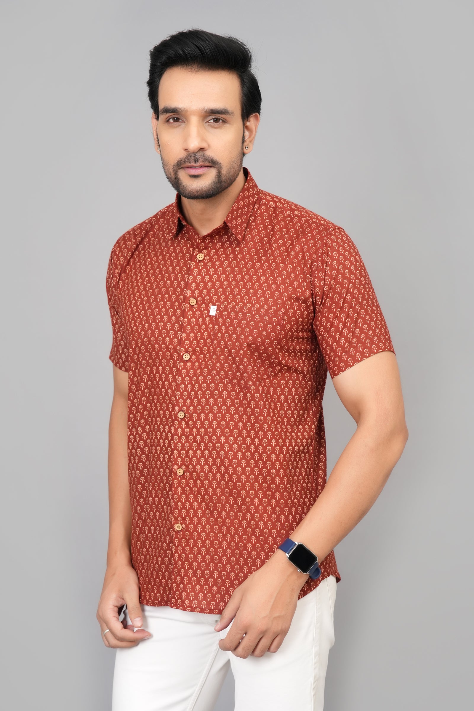 Men by House of Gulab Short Sleeves Cotton Shirt