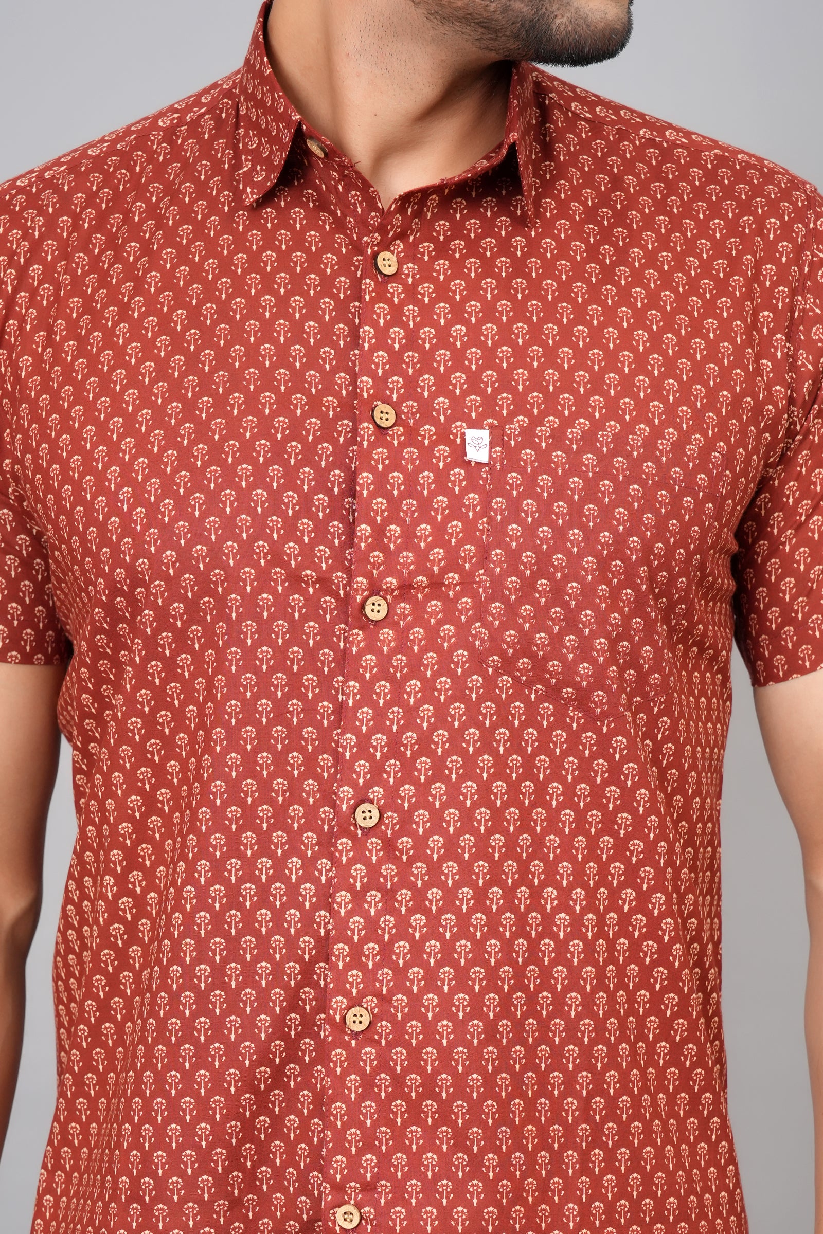 Men by House of Gulab Short Sleeves Cotton Shirt