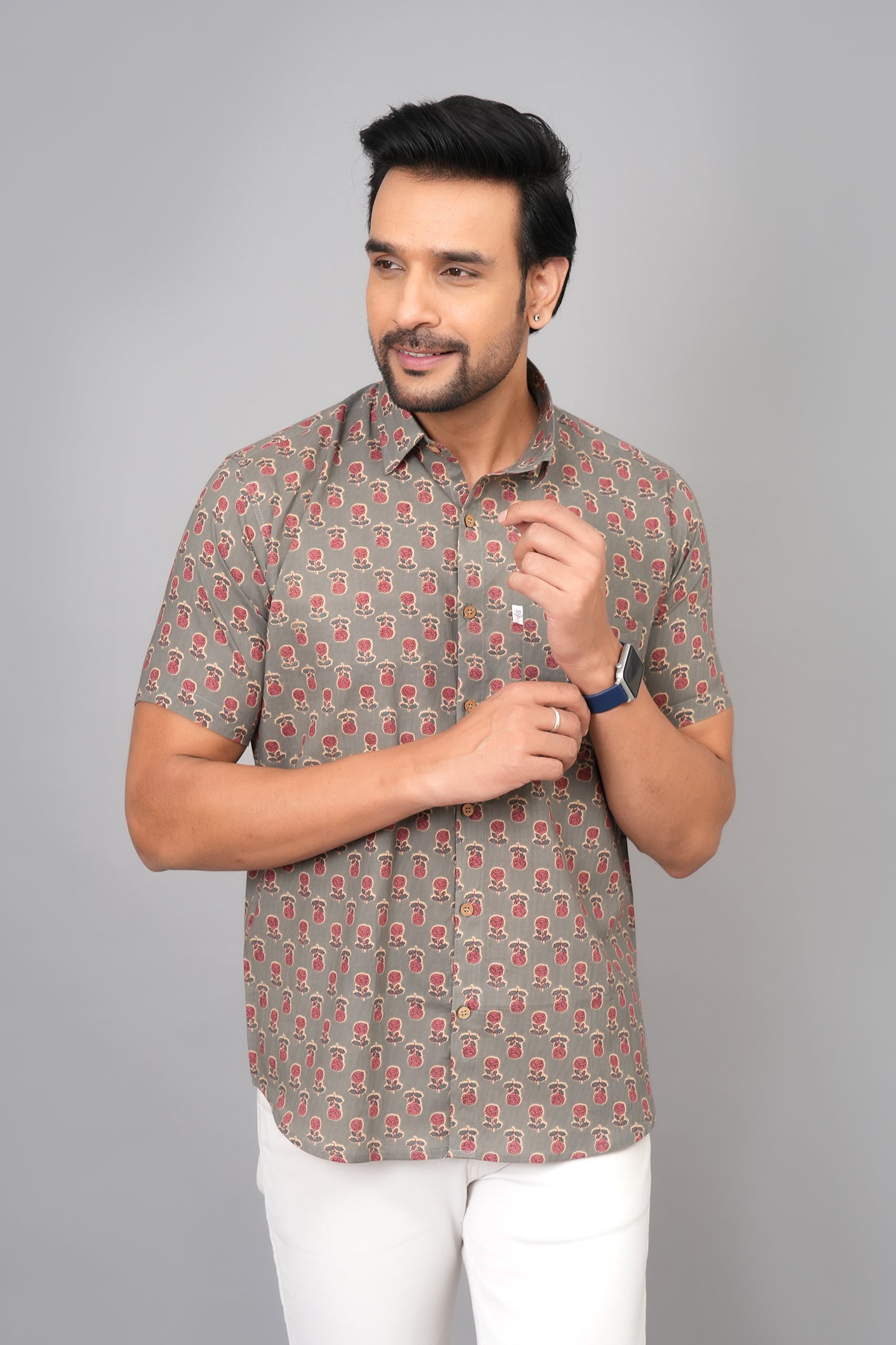 Men by House of Gulab Short Sleeves Cotton Shirt