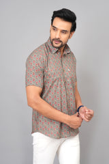 Men by House of Gulab Short Sleeves Cotton Shirt