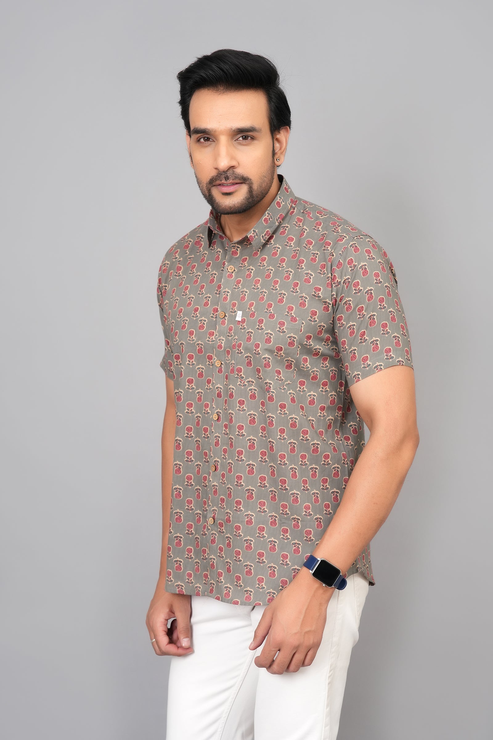 Men by House of Gulab Short Sleeves Cotton Shirt