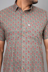 Men by House of Gulab Short Sleeves Cotton Shirt