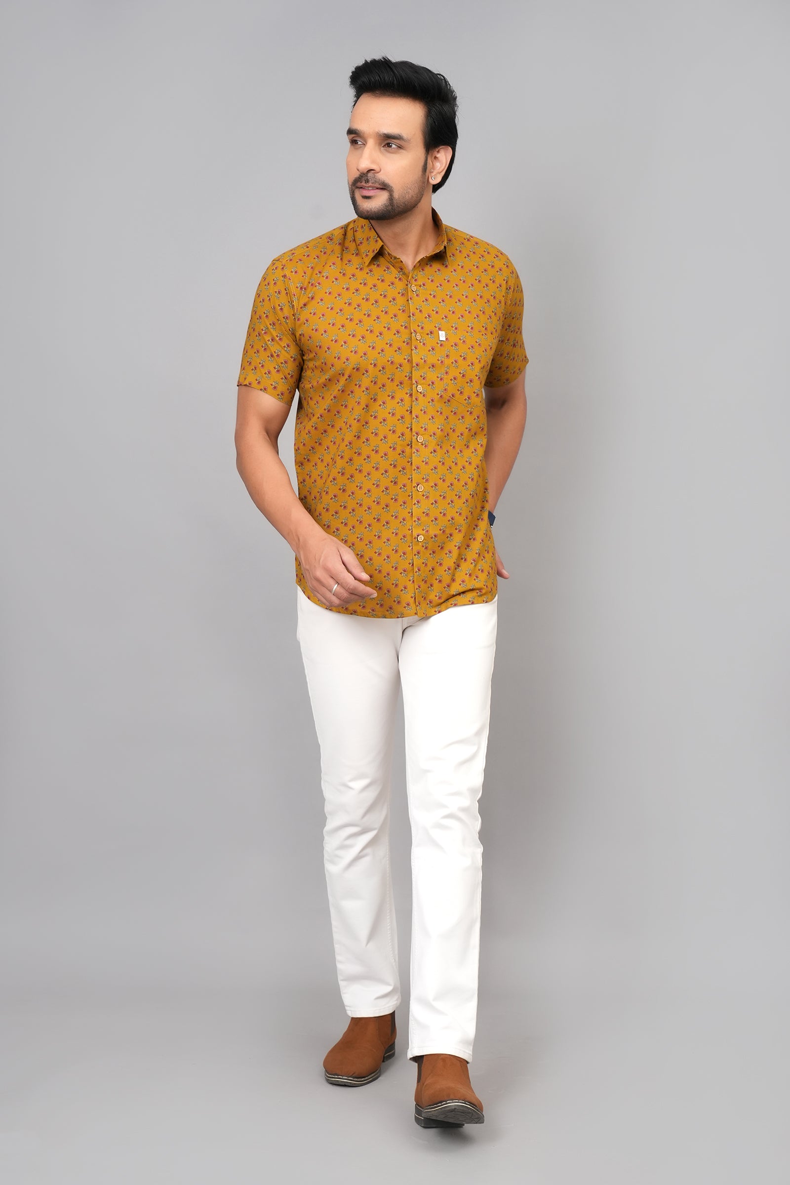 Men by House of Gulab Short Sleeves Cotton Shirt