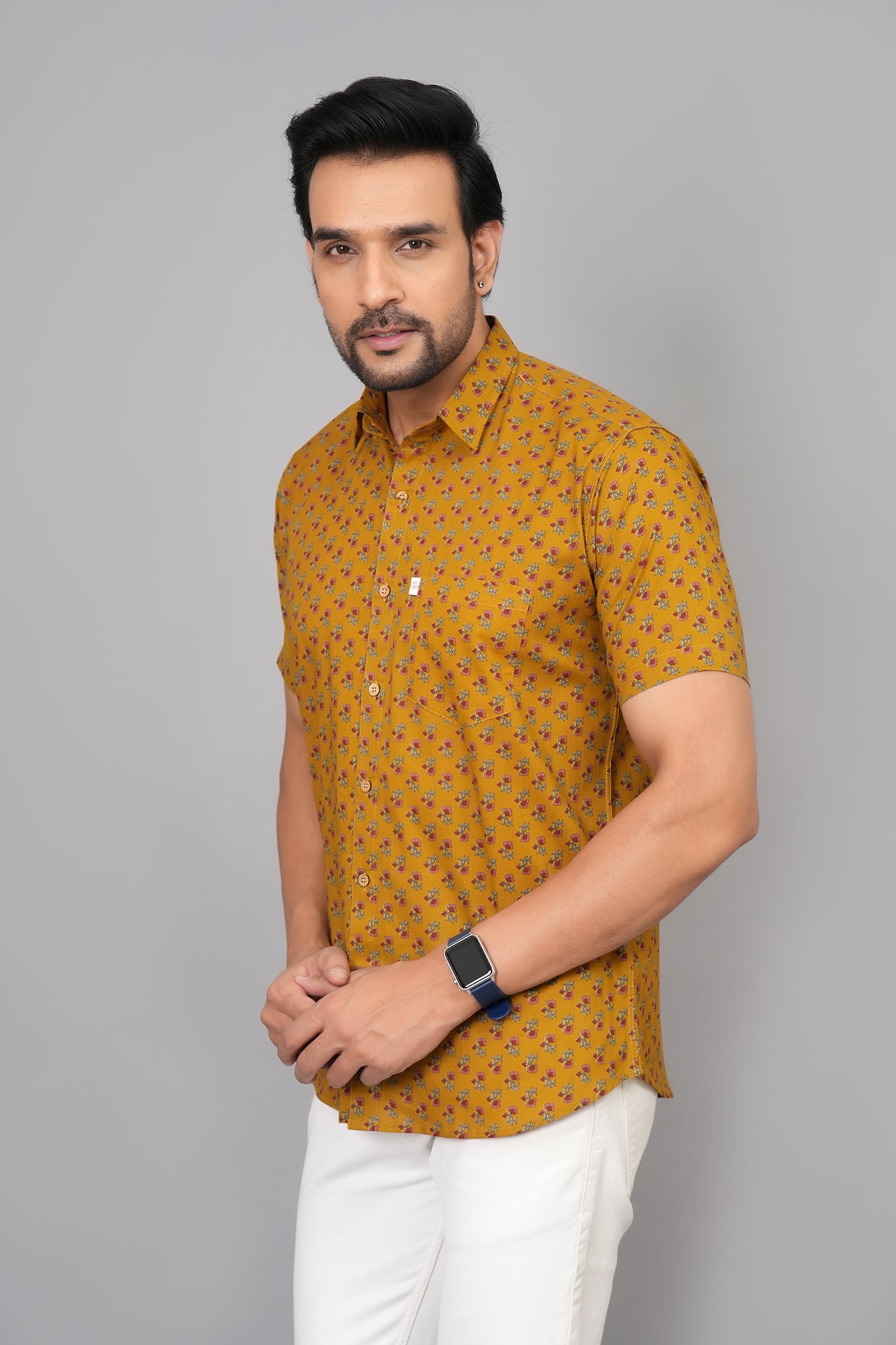 Men by House of Gulab Short Sleeves Cotton Shirt