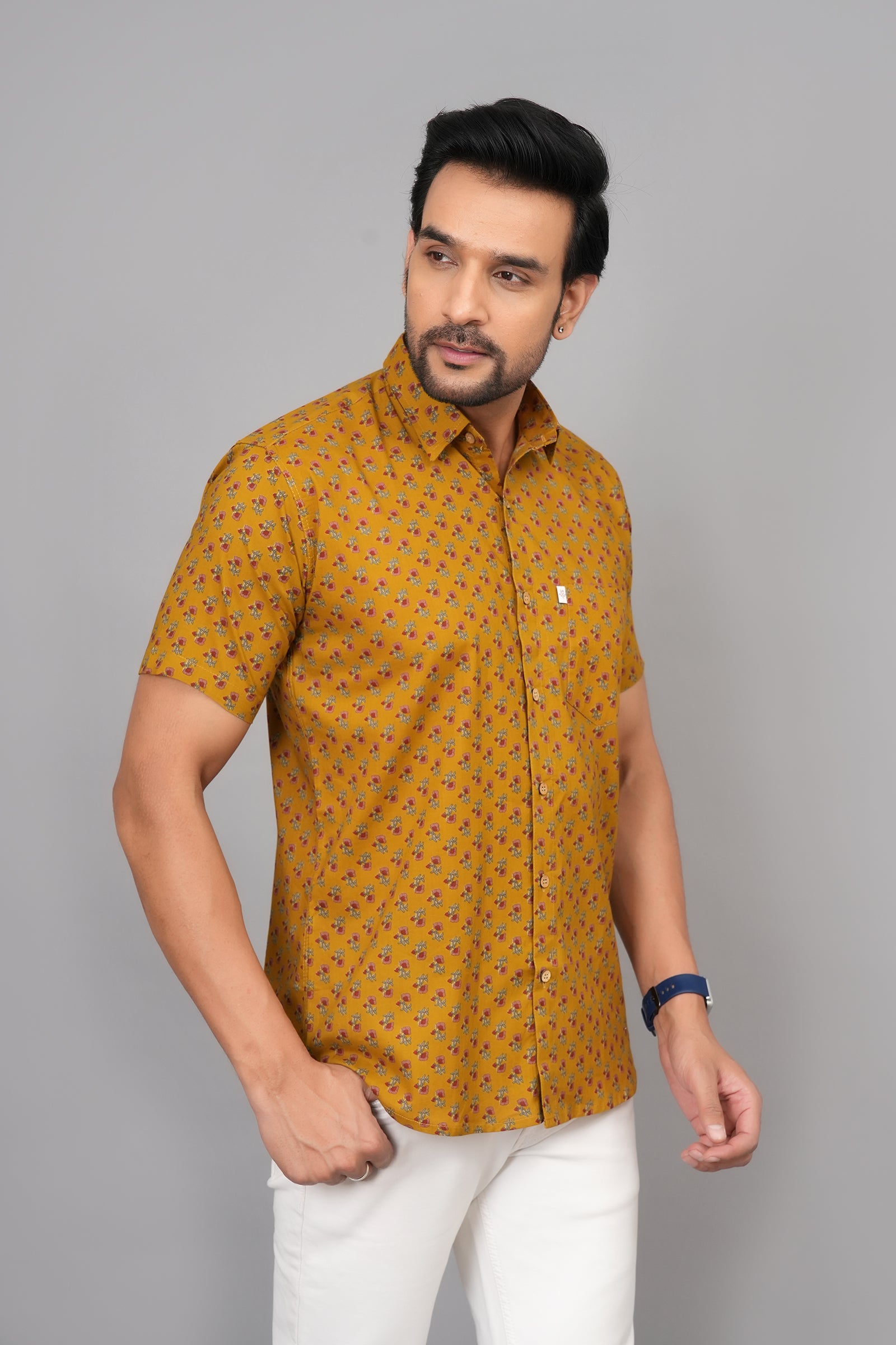 Men by House of Gulab Short Sleeves Cotton Shirt