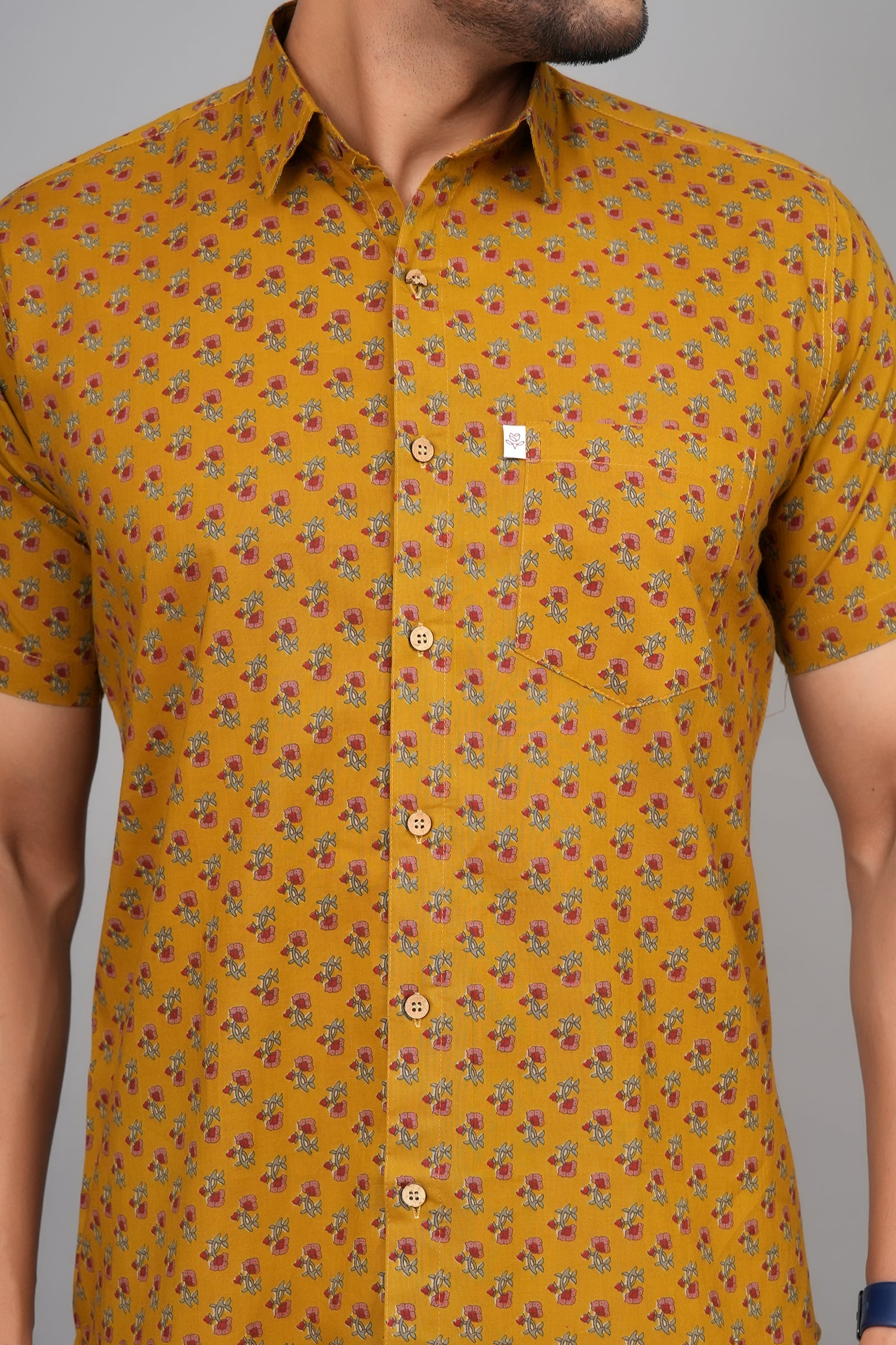 Men by House of Gulab Short Sleeves Cotton Shirt