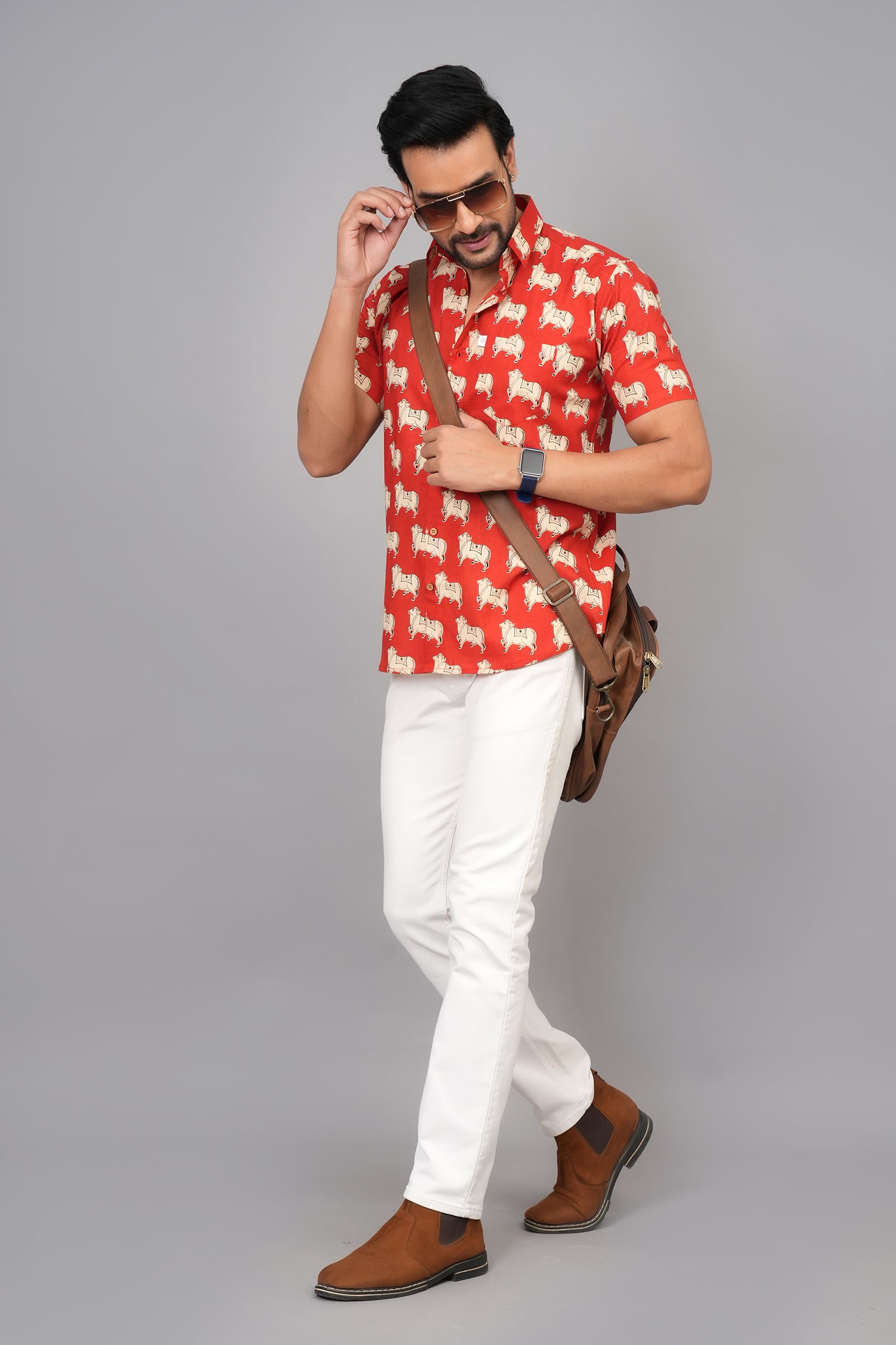 Men by House of Gulab Short Sleeves Cotton Shirt