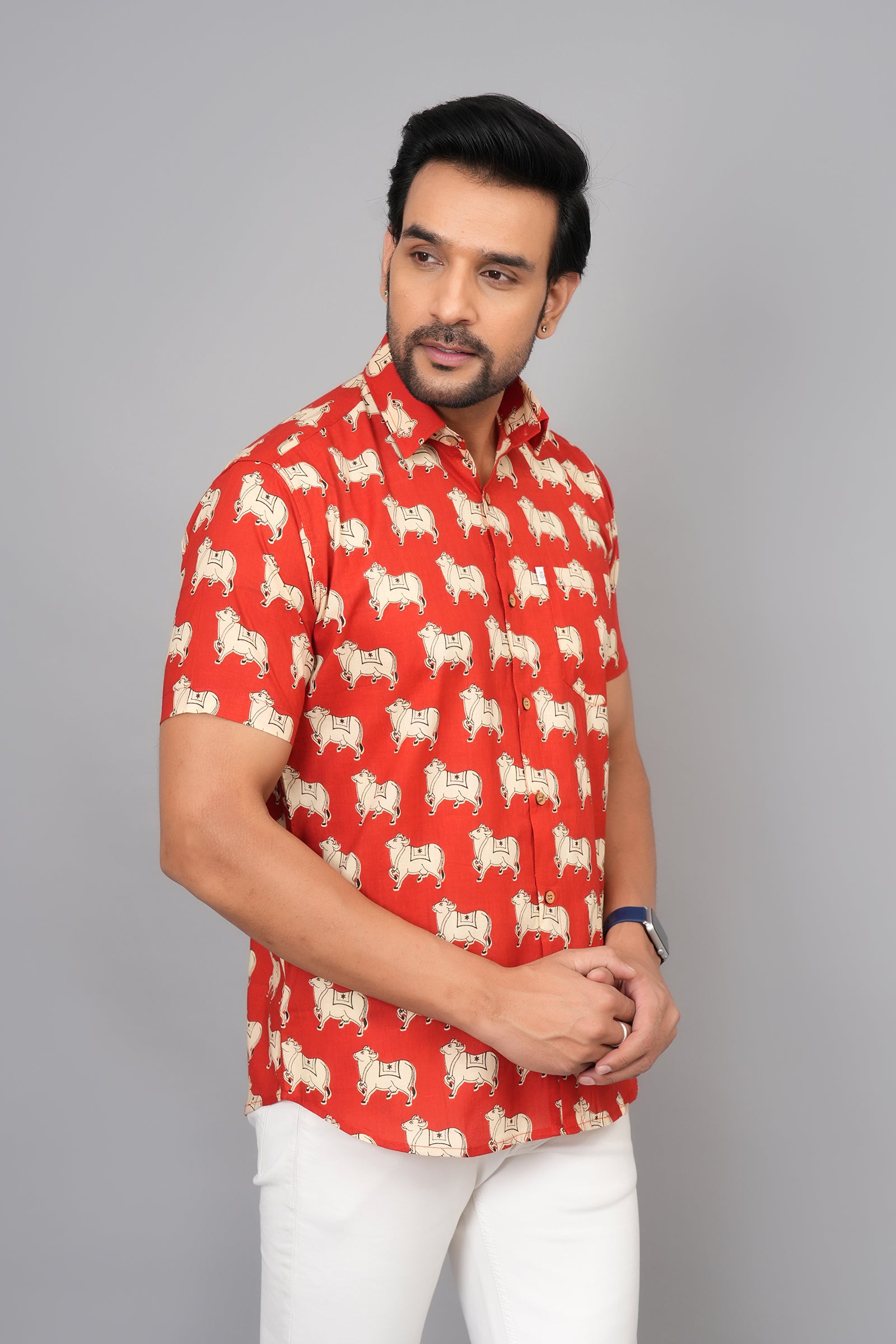 Men by House of Gulab Short Sleeves Cotton Shirt