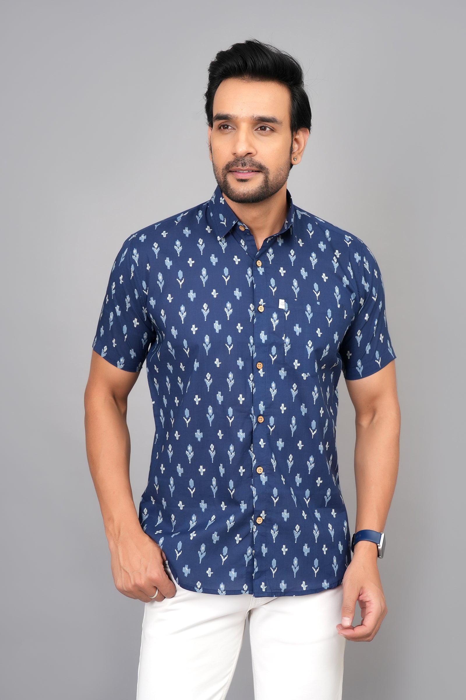 Men by House of Gulab Short Sleeves Cotton Shirt