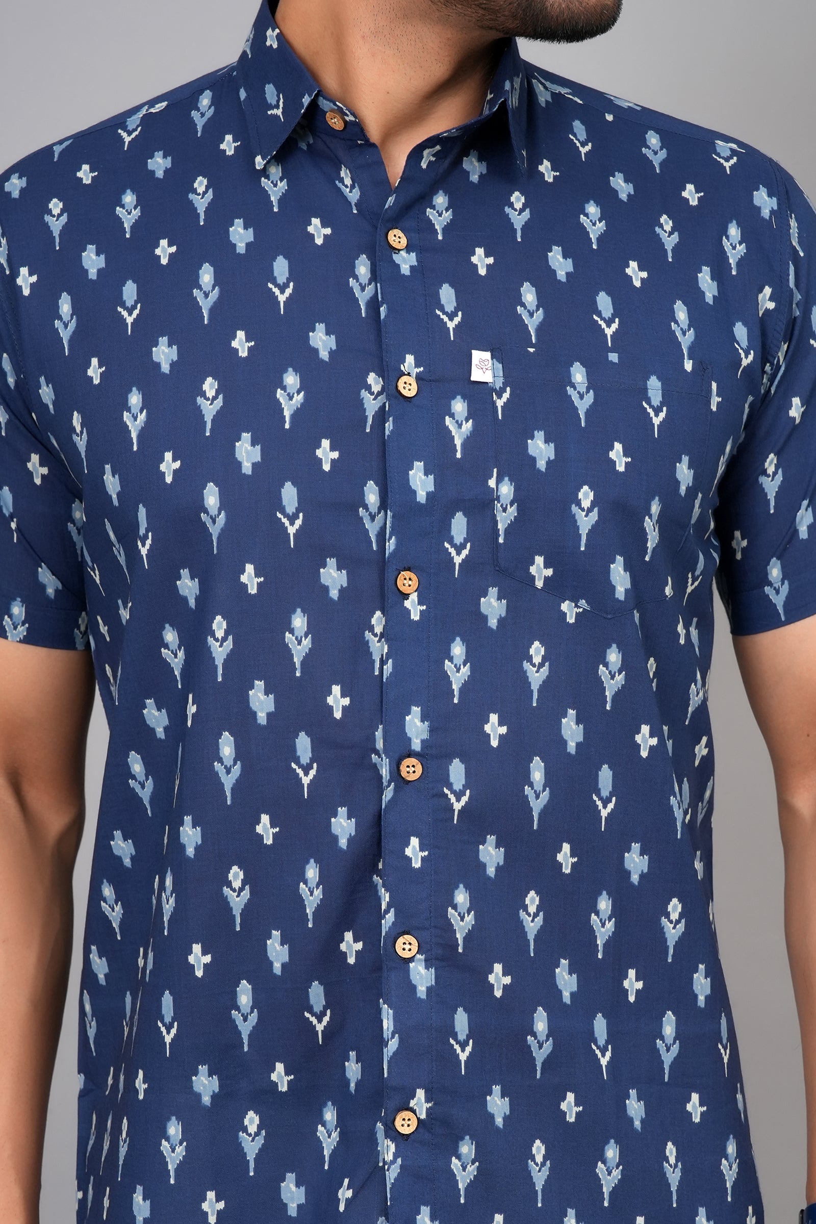 Men by House of Gulab Short Sleeves Cotton Shirt