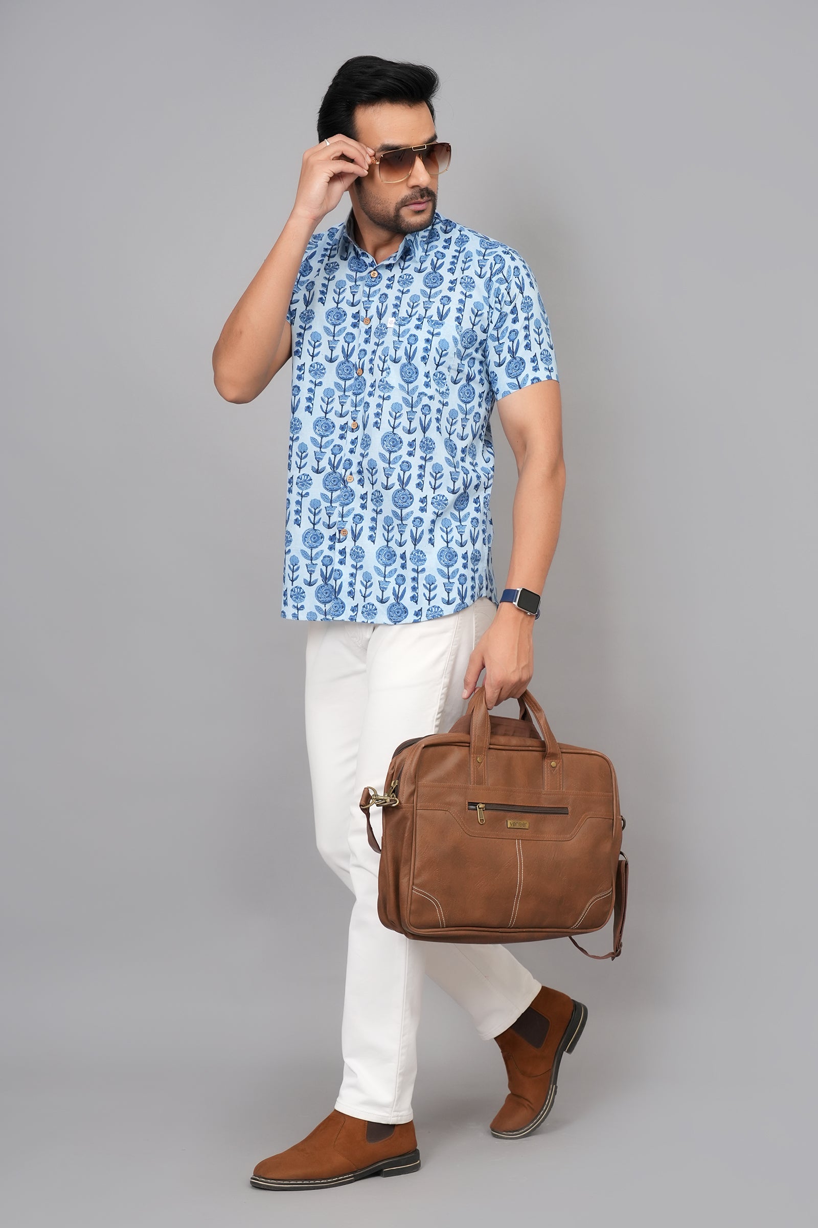 Men by House of Gulab Short Sleeves Cotton Shirt