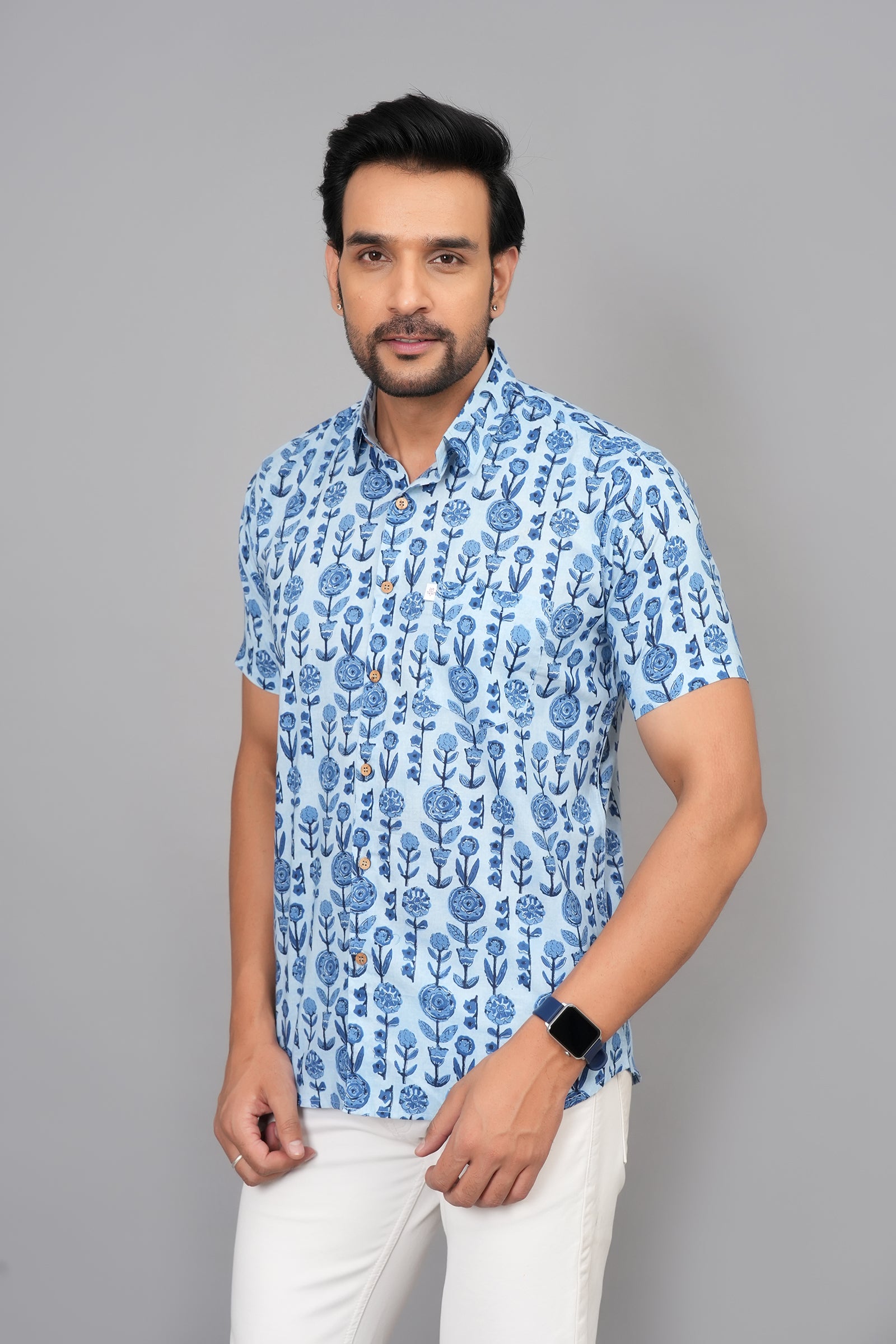 Men by House of Gulab Short Sleeves Cotton Shirt