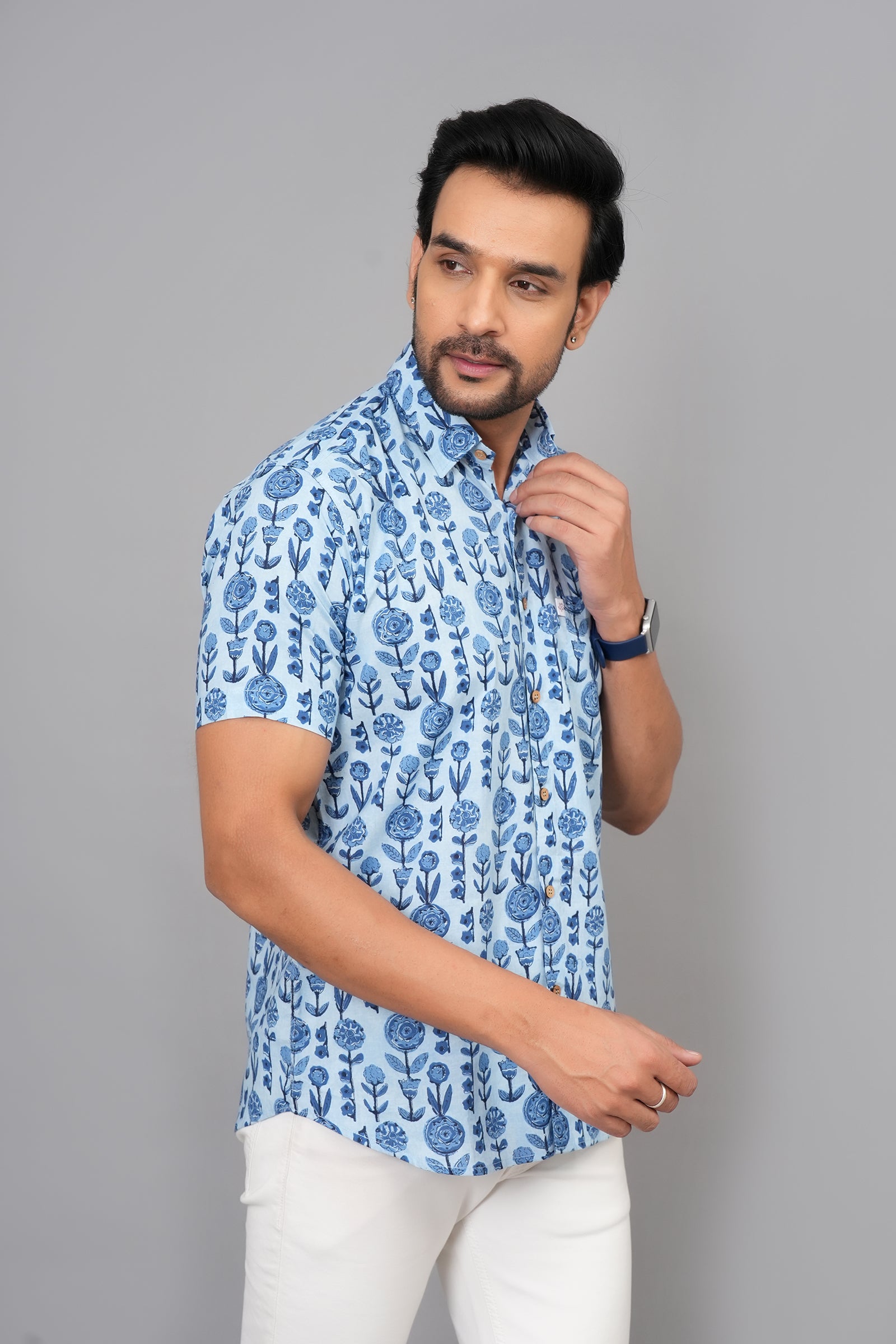 Men by House of Gulab Short Sleeves Cotton Shirt