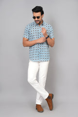 Men by House of Gulab Short Sleeves Cotton Shirt