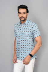 Men by House of Gulab Short Sleeves Cotton Shirt