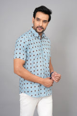 Men by House of Gulab Short Sleeves Cotton Shirt