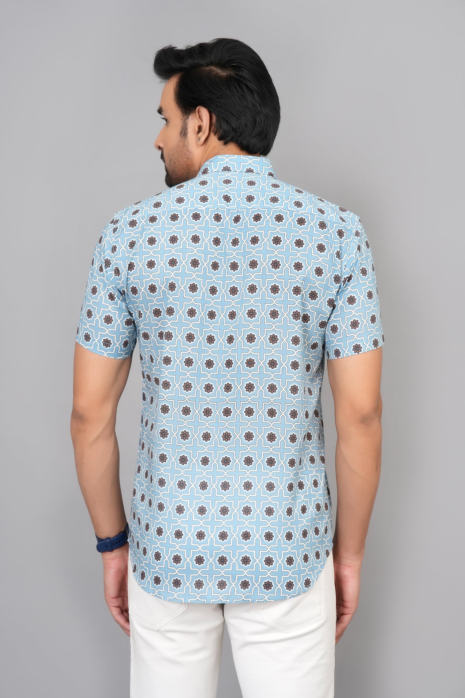 Men by House of Gulab Short Sleeves Cotton Shirt