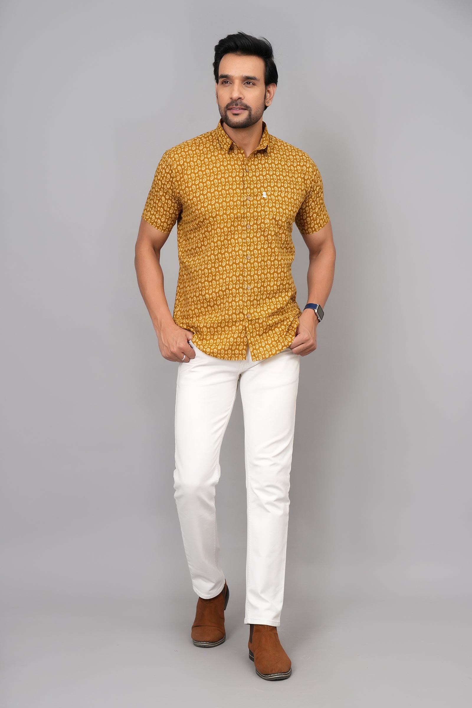 Men by House of Gulab Short Sleeves Cotton Shirt