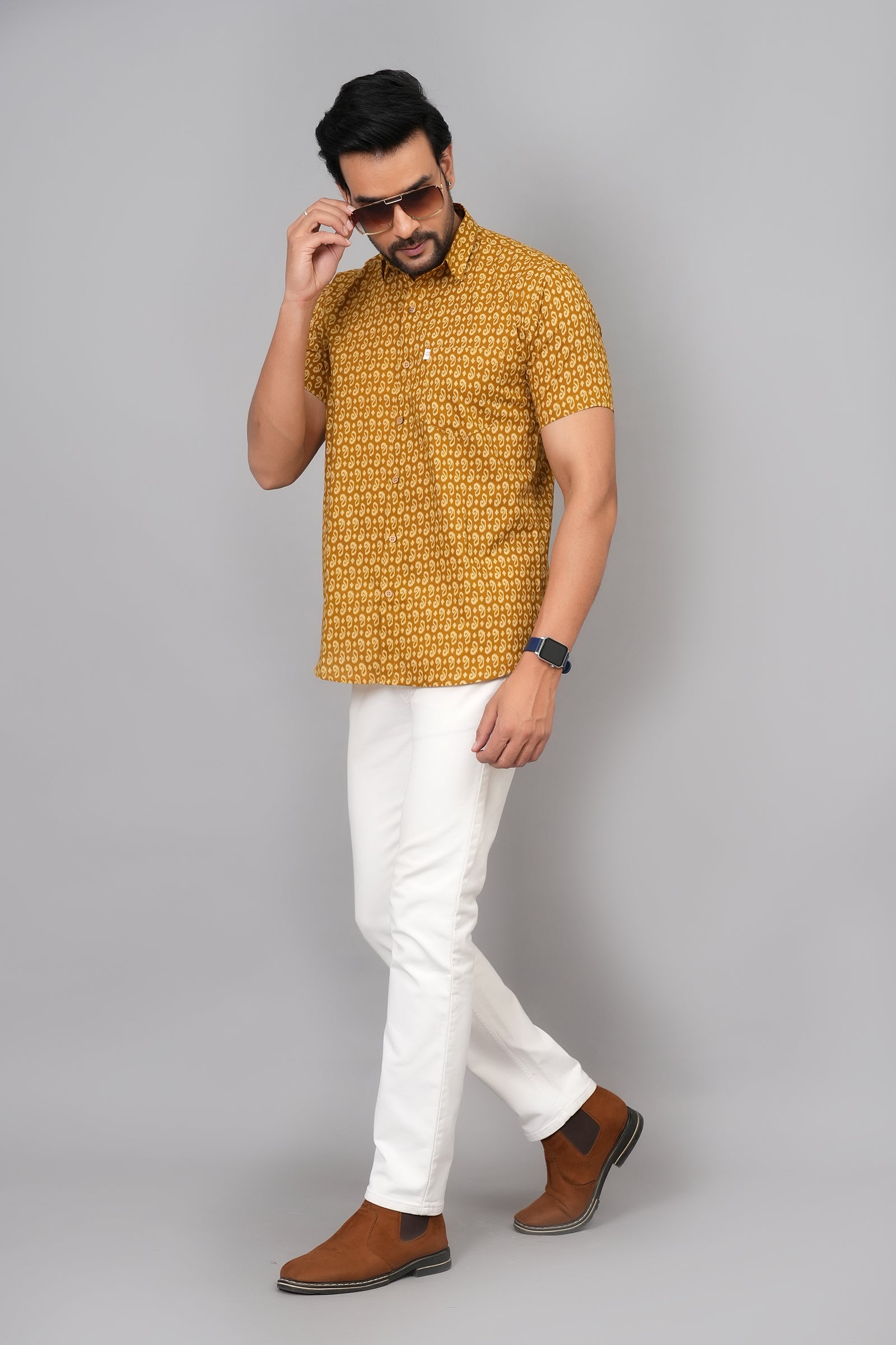 Men by House of Gulab Short Sleeves Cotton Shirt