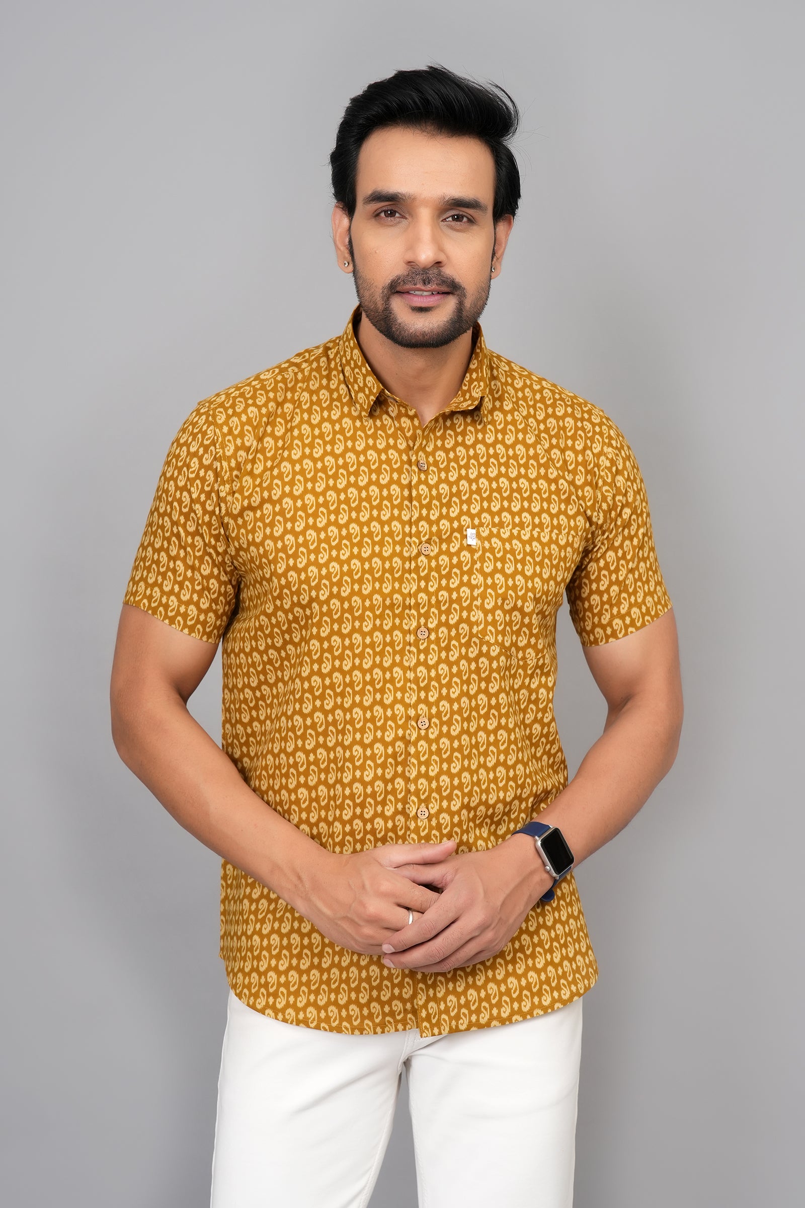 Men by House of Gulab Short Sleeves Cotton Shirt
