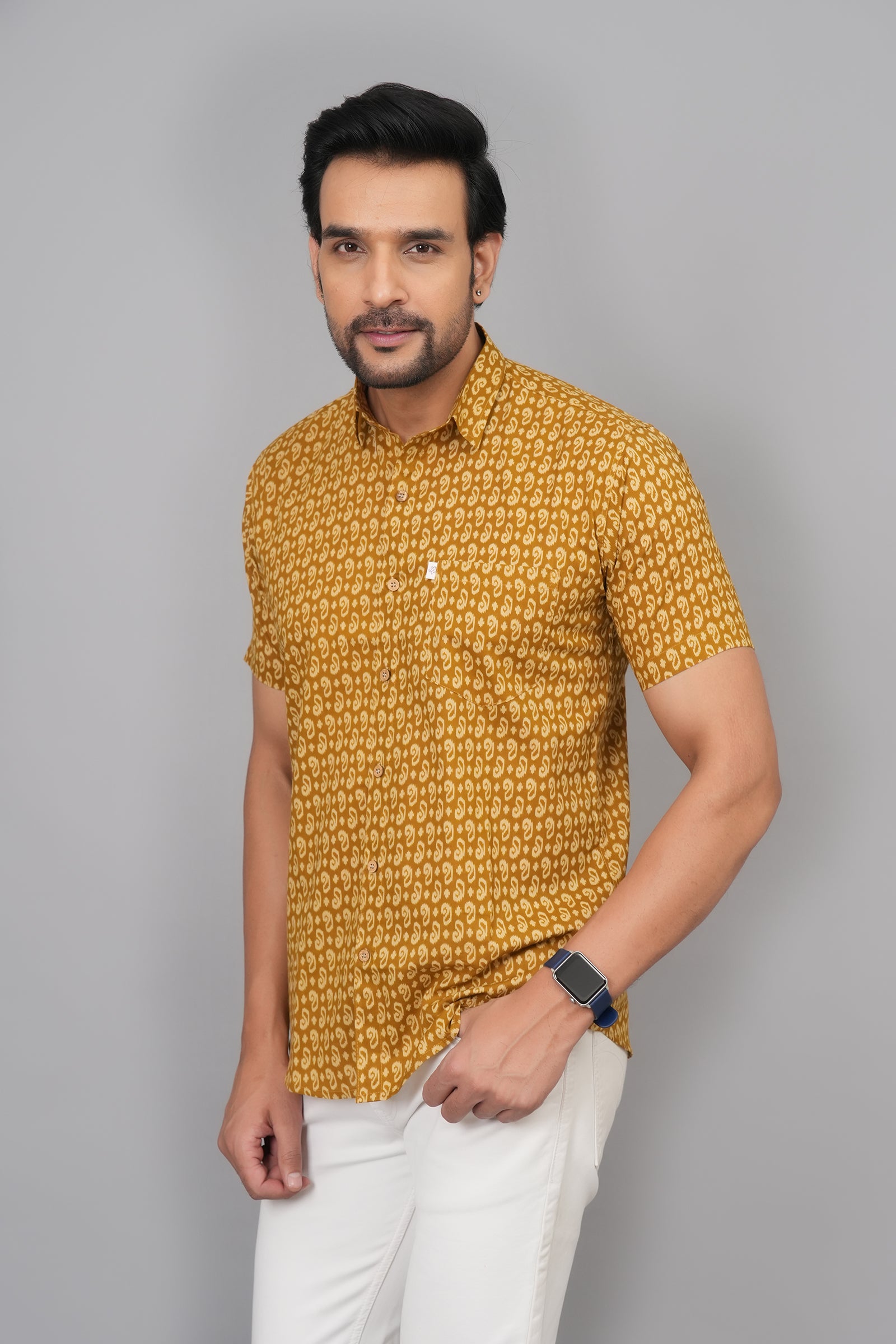 Men by House of Gulab Short Sleeves Cotton Shirt