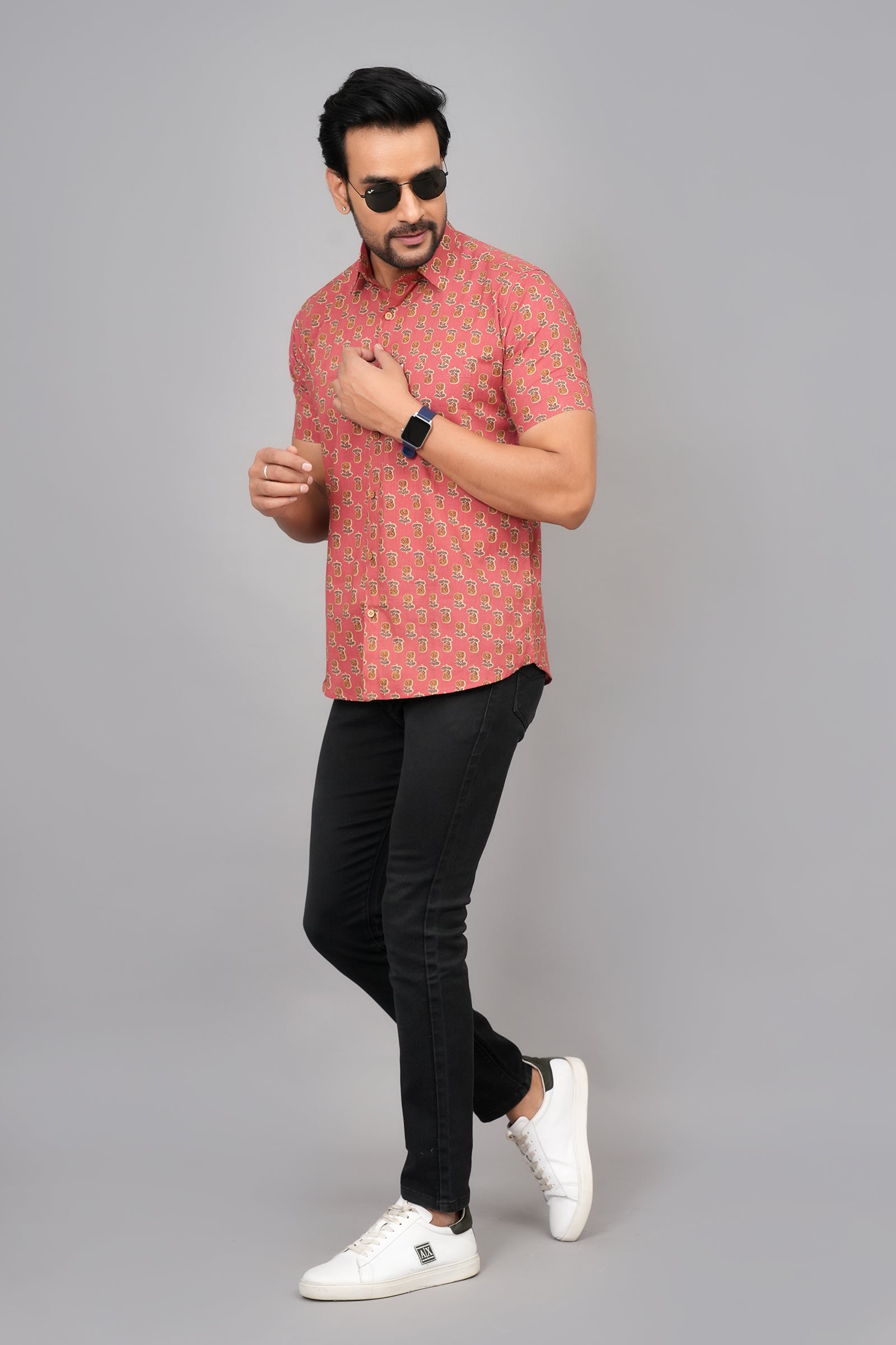 Men by House of Gulab Short Sleeves Cotton Shirt