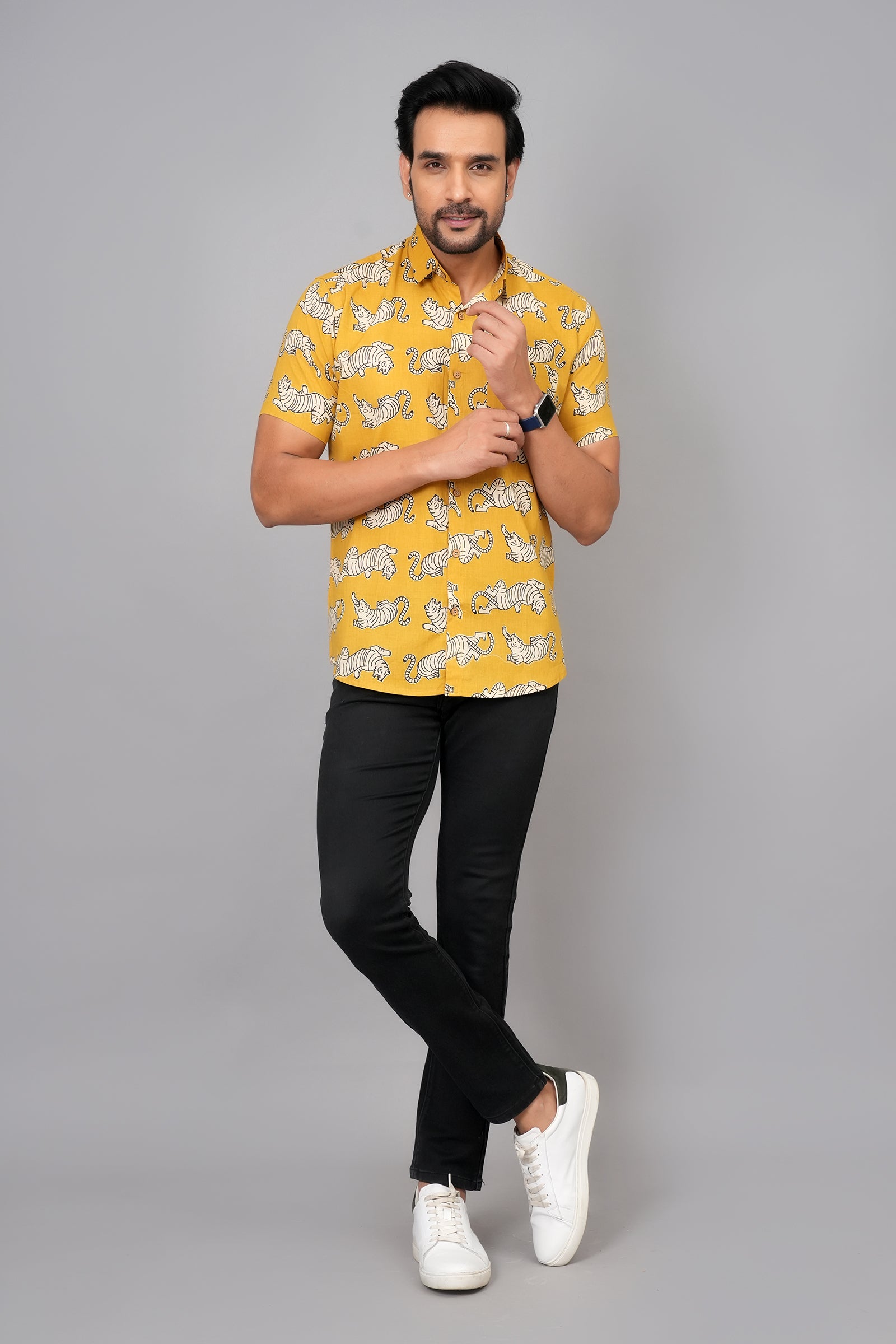 Men by House of Gulab Short Sleeves Cotton Shirt