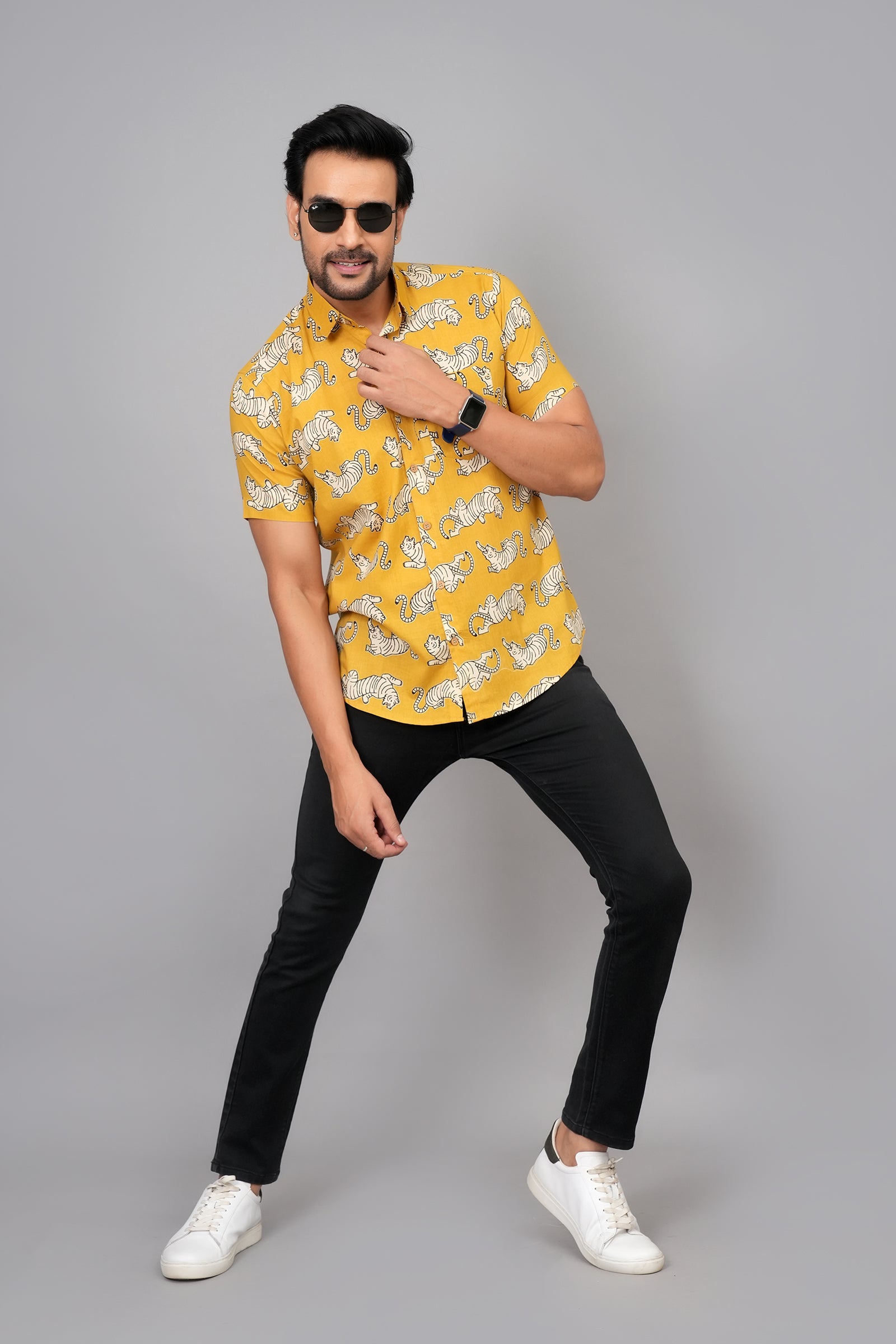 Men by House of Gulab Short Sleeves Cotton Shirt