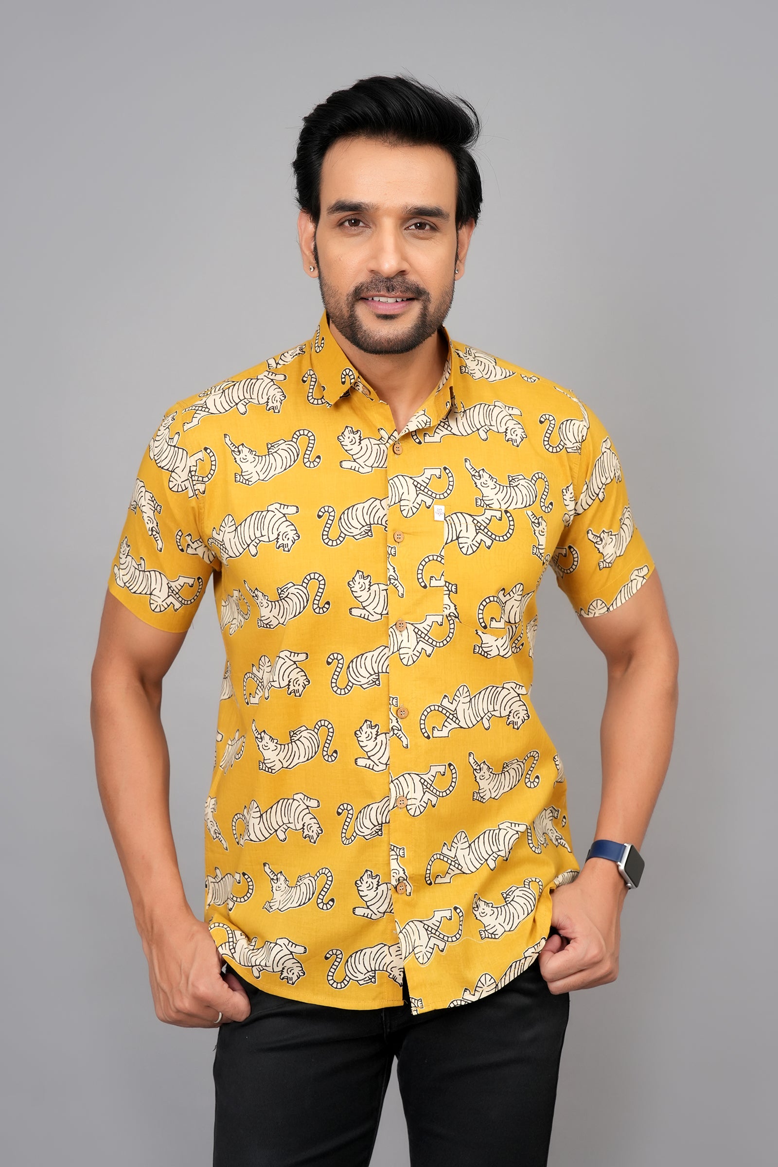 Men by House of Gulab Short Sleeves Cotton Shirt